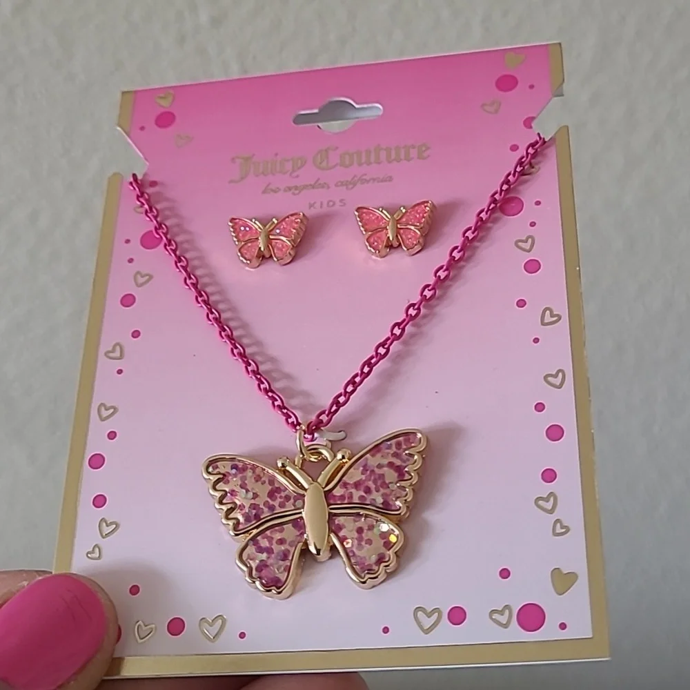 Juicy Couture Butterfly Necklace With Matching Earrings